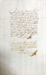Manuscrito do Séc. XVIII, subscrito na cidade de São Luis do Maranhão por Duarte de Sousa, Escrivão da Cruzada, em 27 de Fevereiro de 1794.